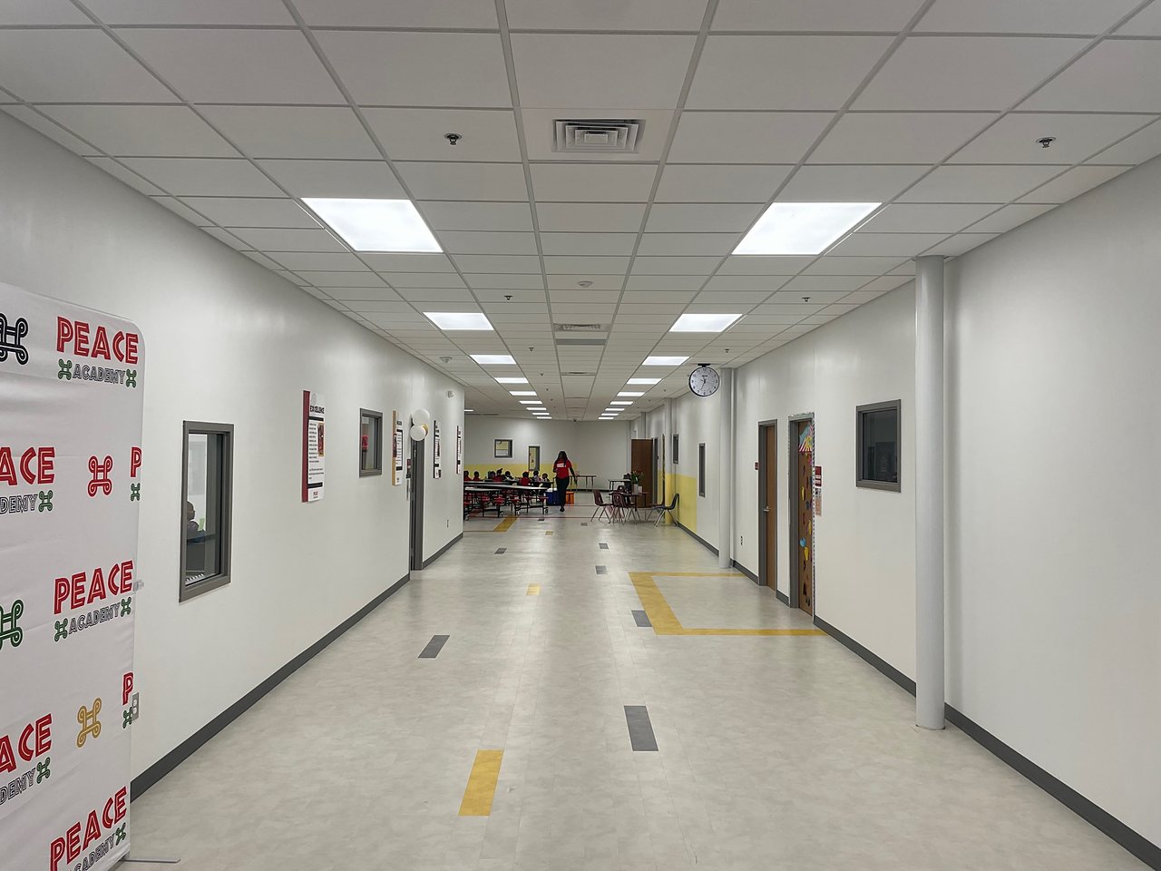The same corridor finished and in use